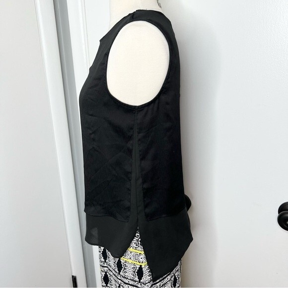 Metaphor Tank Mixed Media Black Layered Sleeveless Top - Picture 4 of 9